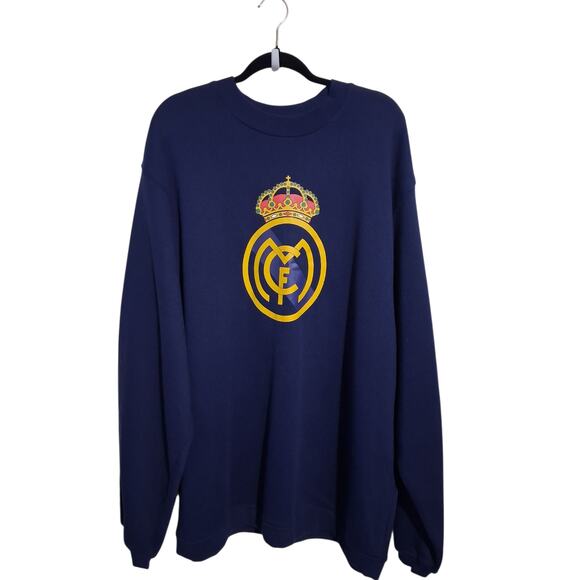 Y2K Vintage Adidas Real Madrid Mens size XL Blokcore Soccer Sweatshirt Academia